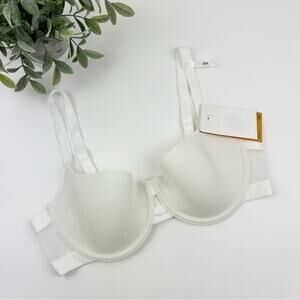 DKNY Mesh-Panel Cutout Bra DK4940 White Size 36A